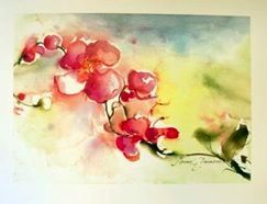 punasävyinen kukka-akvarellimaalaus